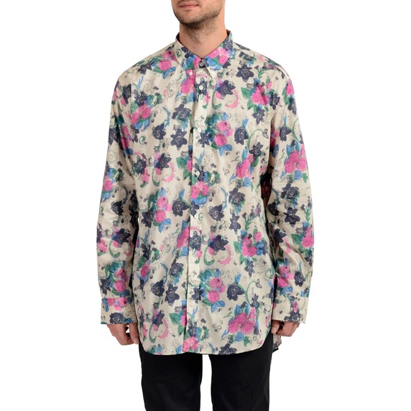 Burberry Men's Large Button Down Shirt Floral Long Sleeve